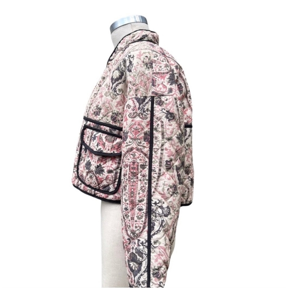 7 For All Mankind Patchwork Quilted Pink Cream Jacket Women’s SZ- M - Picture 4 of 5